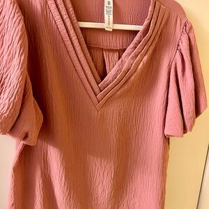 Elegant Mauve V-Neck Blouse